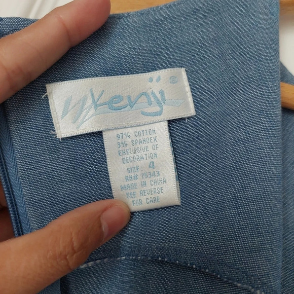 Kenji Coconut Tree Embroidered Dress Size 4 Light Blue - Picture 5 of 10